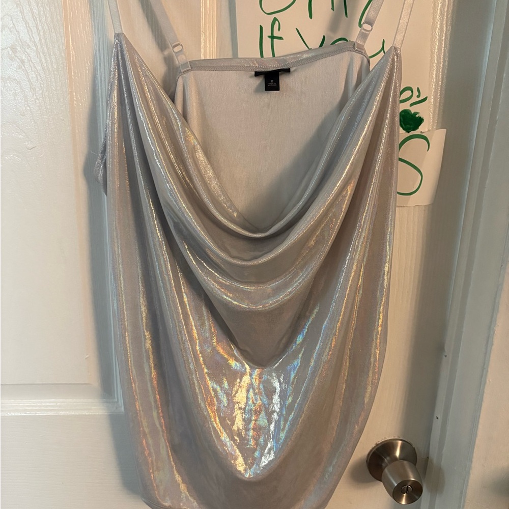Shimmering Draped Tank Top